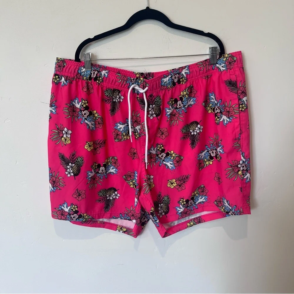 Disney Mickey Mouse Floral Pink Men's Swim Shorts Size XXL